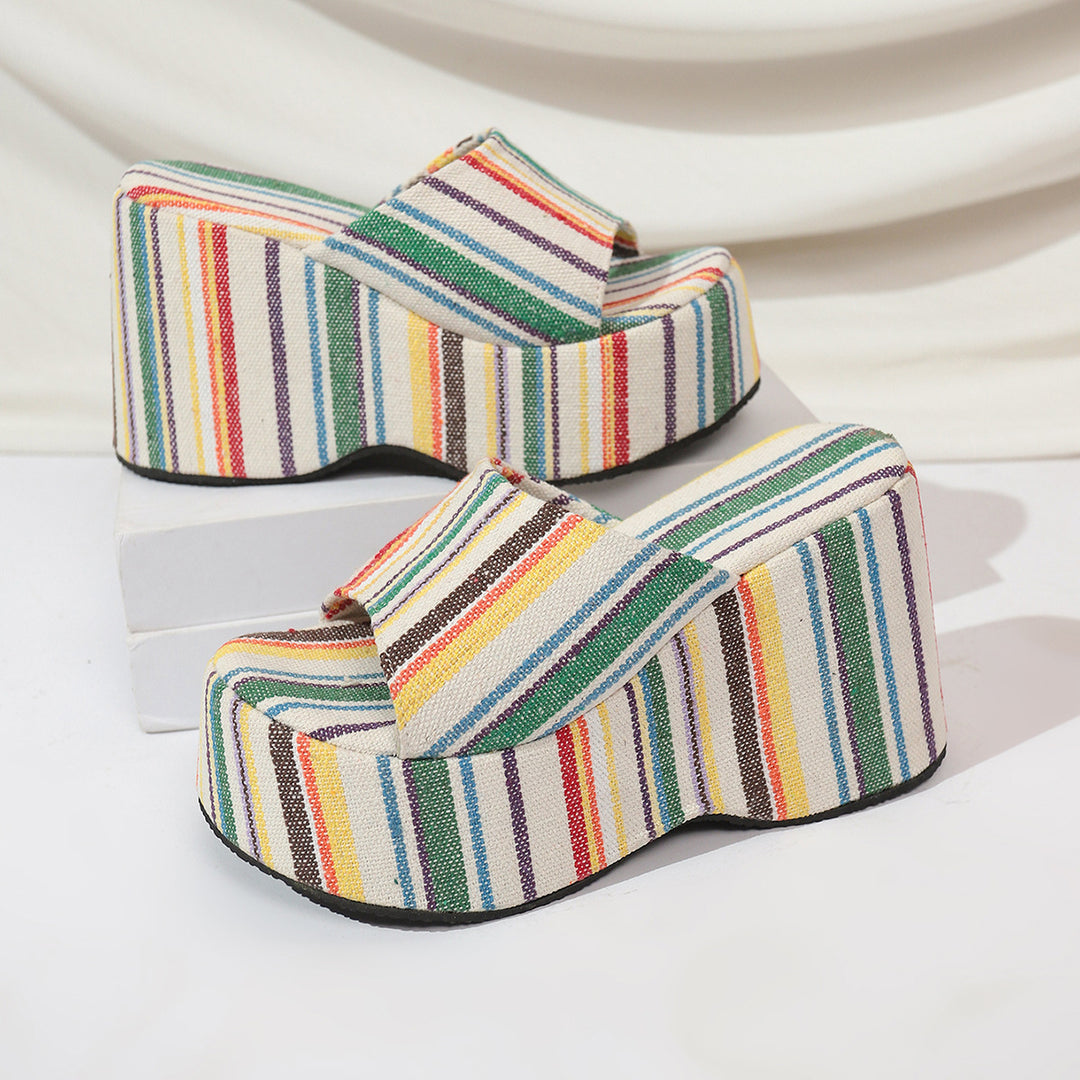 Damen Wedge-Sandalen mit modischem Plateau und geschlossenen Riemen EB