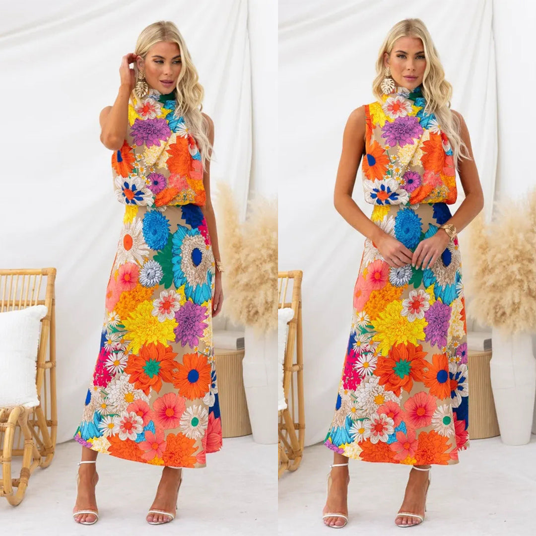 Damen Sommerliches Maxikleid mit floralen Akzenten und elegantem Schnitt EB