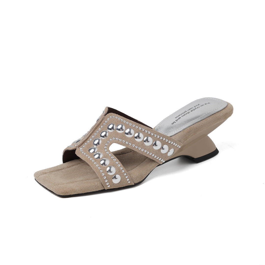 Damen elegante Pantoletten mit glamourösen Strass-Verzierungen EB