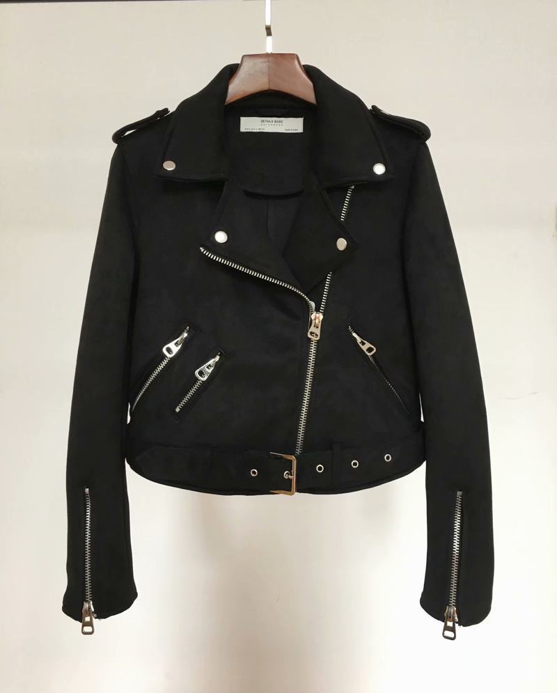 Damen Bikerjacke aus hochwertigem Wildleder mit stilvollen Reißverschlussdetails EB
