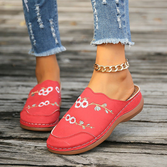 Bestickte Vintage-Blumen Hausschuhe EB