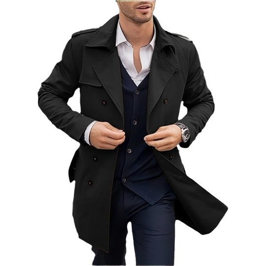 Herren klassischer Trenchcoat im zeitlosen Design mit knöpfbaren Taschen EB