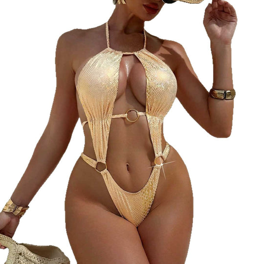 Damen Eleganter Badeanzug mit geschnürtem Design EB