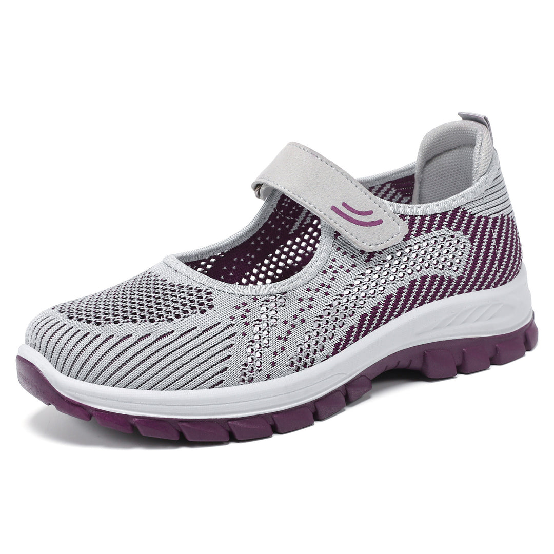 Damen Sportliche Slip-On Sneakers mit verstellbarem Klettverschluss und atmungsaktivem Obermaterial EB