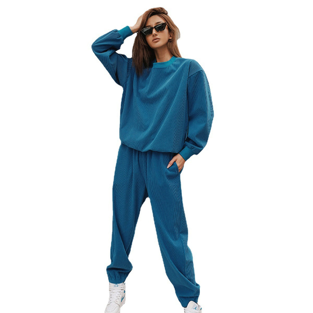 Damen nan strukturierter Cord-Trainingsanzug im Relaxed-Fit mit Bündchenhose EB