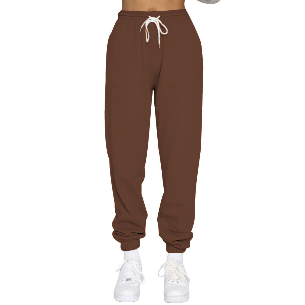 Damen nan High‑Waist Relax-Jogginghose mit elastischem Komfortbund, Kordelzug und gerippten Knöchelbündchen EB