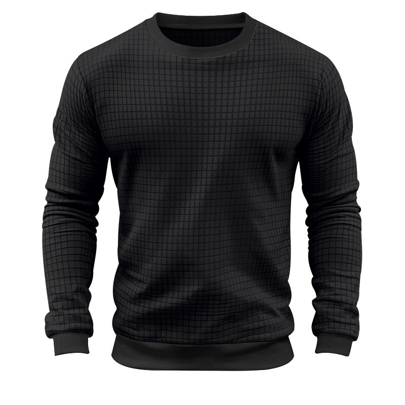 Herren nan strukturiertes Karo-Strick-Sweatshirt mit Rundhalsausschnitt und körperbetonter Athletik-Passform EB