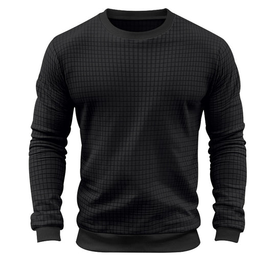 Herren nan strukturiertes Karo-Strick-Sweatshirt mit Rundhalsausschnitt und körperbetonter Athletik-Passform EB