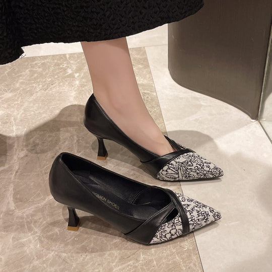 Damen elegante Pumps mit strukturiertem Obermaterial und Blockabsatz EB