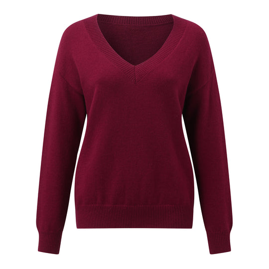 Damen eleganter V-Ausschnitt Pullover EB