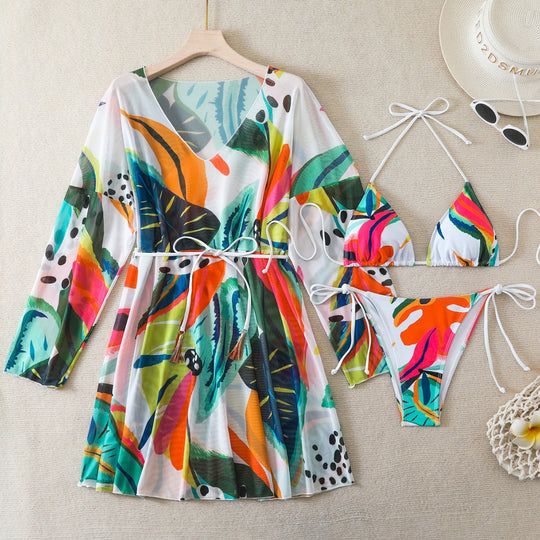 Damen Bikiniset mit lässigem Strandkleid EB
