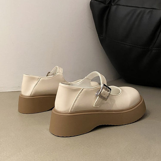 Damen modische Plateau-Mary Jane Schuhe mit verstellbarem Schnallenverschluss EB