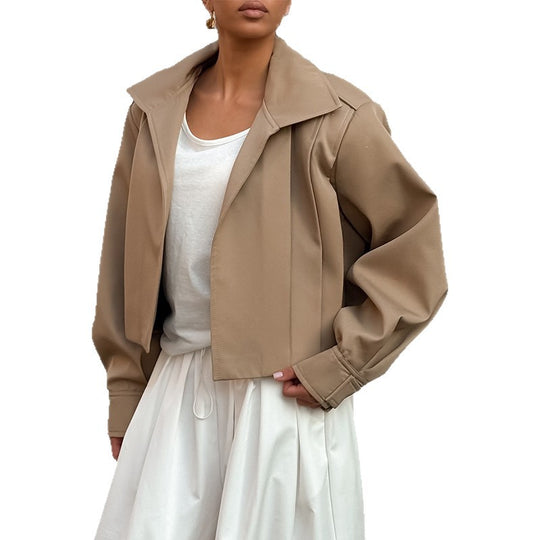 Damen cropped Jacke mit überschnittenen Schultern EB