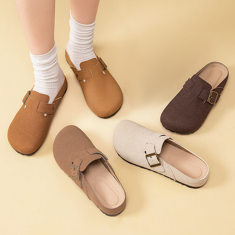Damen nan gemütliche Nubuk-Slipper Clog mit verstellbarer Messingschnalle und ergonomischem Memory-Fußbett EB