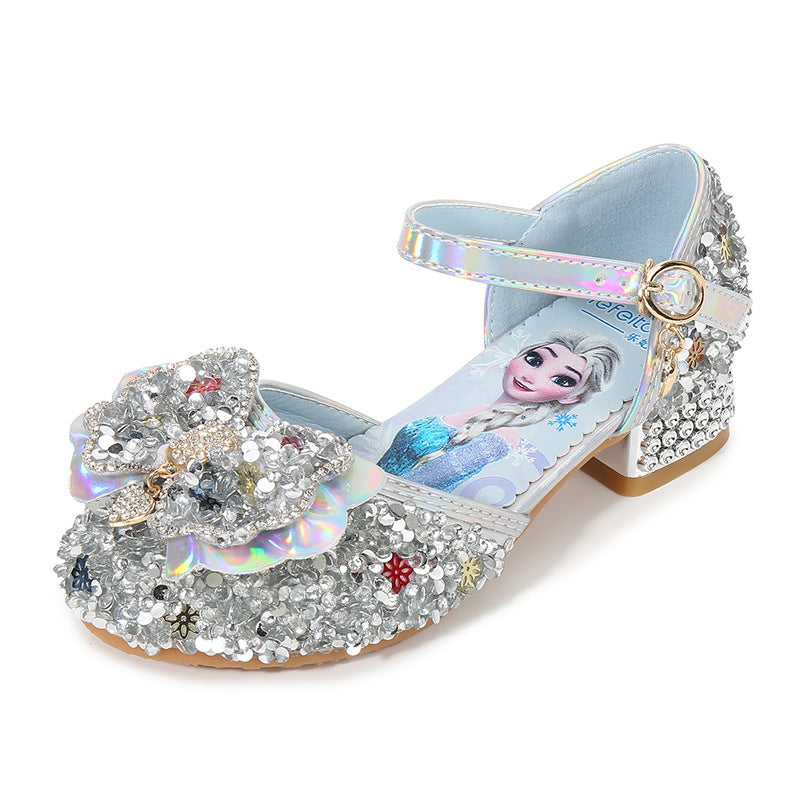 Mädchen Glitzernde Ballerinas mit Blumen- und Strassverzierung EB