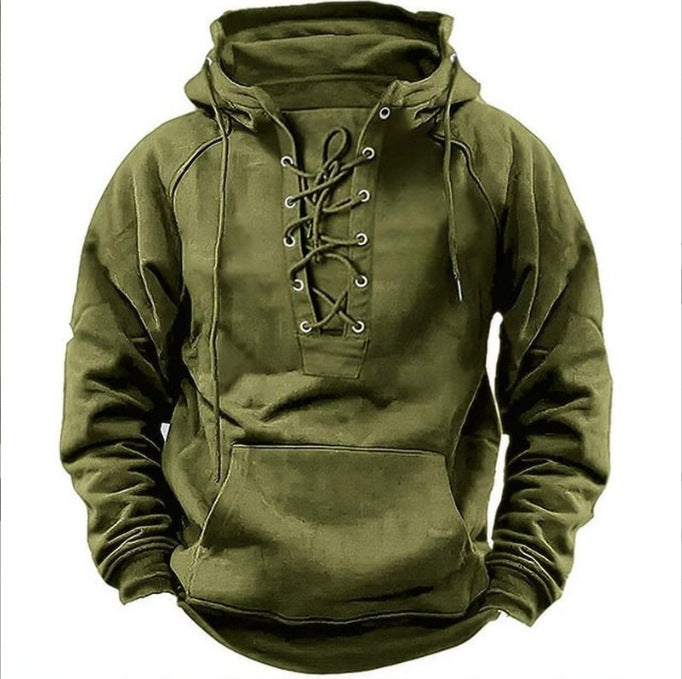 Herren Kapuzenpullover mit modernem Schnürdesign und weichem Innenfutter EB