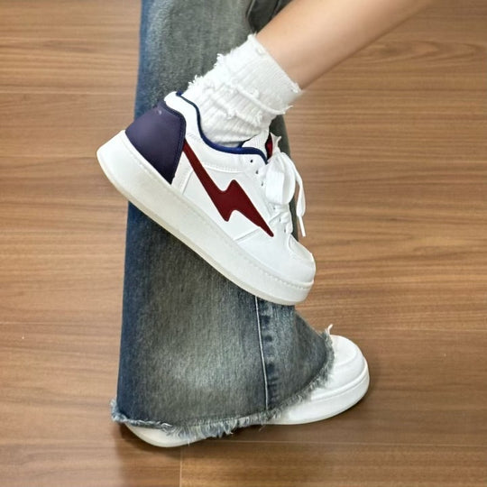 Damen modische Sneakers mit ergonomischer Sohle und farblichen Akzenten EB