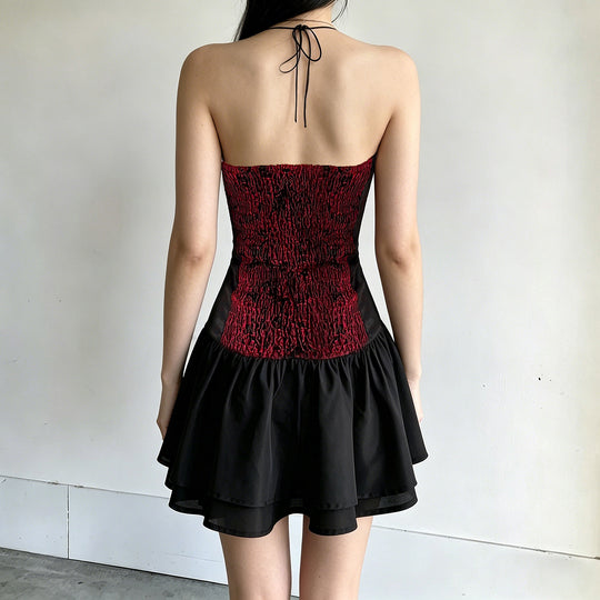 Damen Spitzen-Cocktailkleid mit raffiniertem Bustier-Oberteil und voluminösem Rock EB