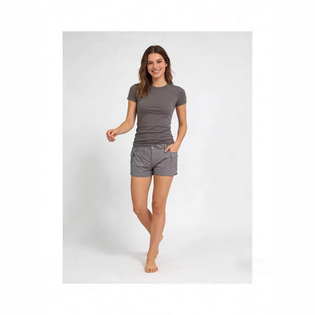 Damen Cargo-Shorts mit funktionalen Seitentaschen und elastischem Bund EB