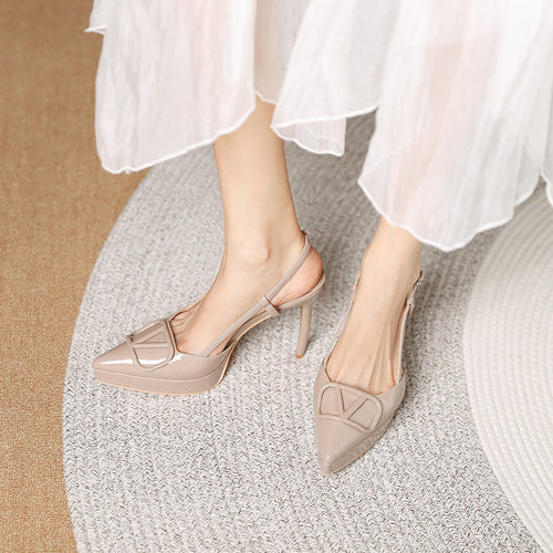 Damen Slingback Pumps mit elegantem Riemen und modischem Schleifenakzent EB