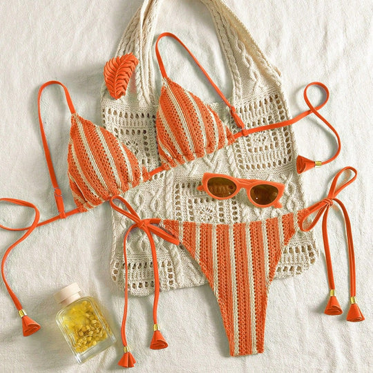 Damen Strappy Bikiniset mit verstellbaren Trägern EB