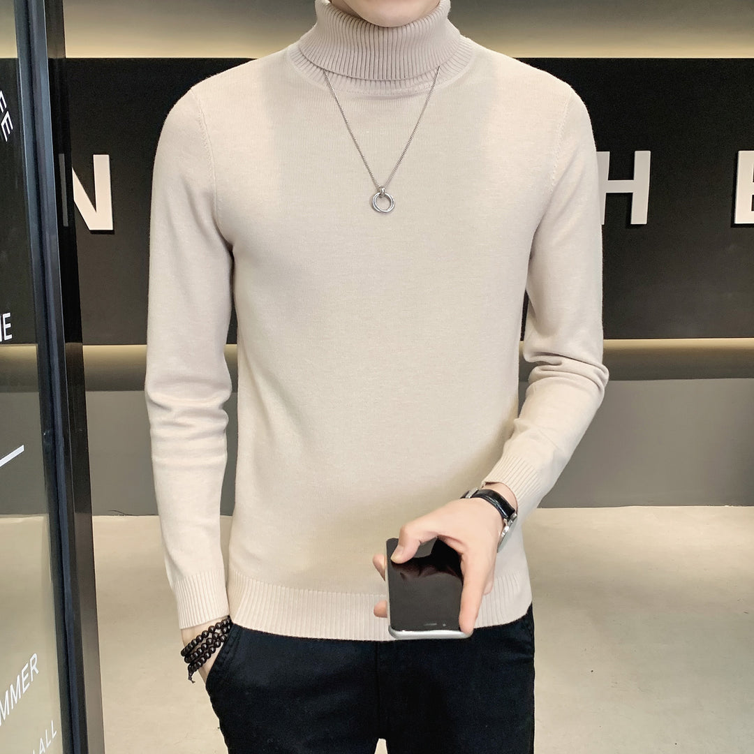 Herren Pullover mit hohem Kragen aus weicher Strickware EB