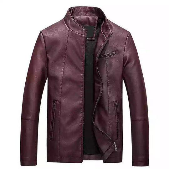 Herren modische Kunstlederjacke mit stylischem Steppdesign EB