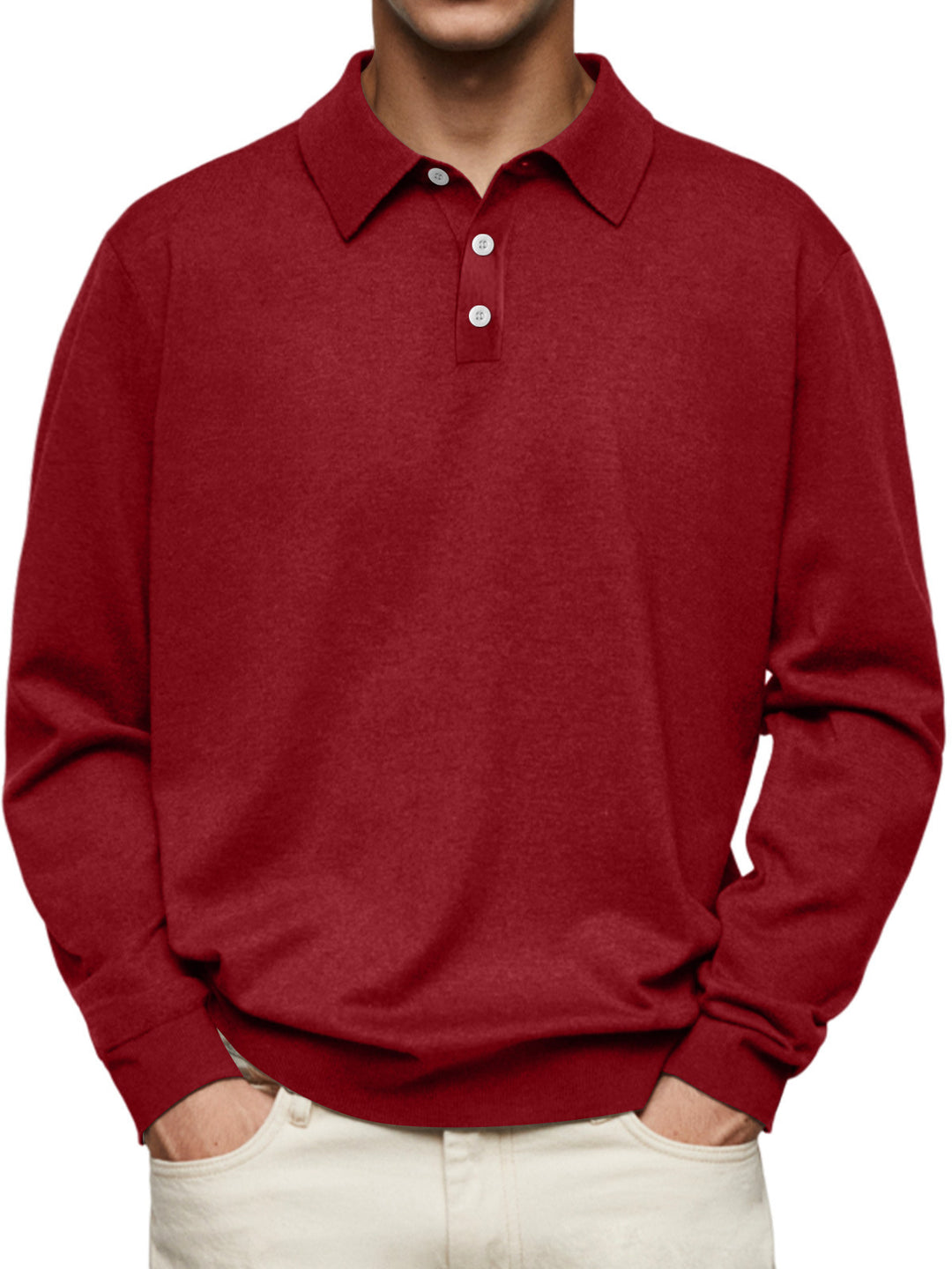 Herren Langarm-Polohemd aus weichem Baumwollmix EB