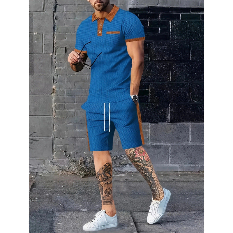 Herren Poloshirt und Shorts Set mit stylischem Kontrastdesign EB