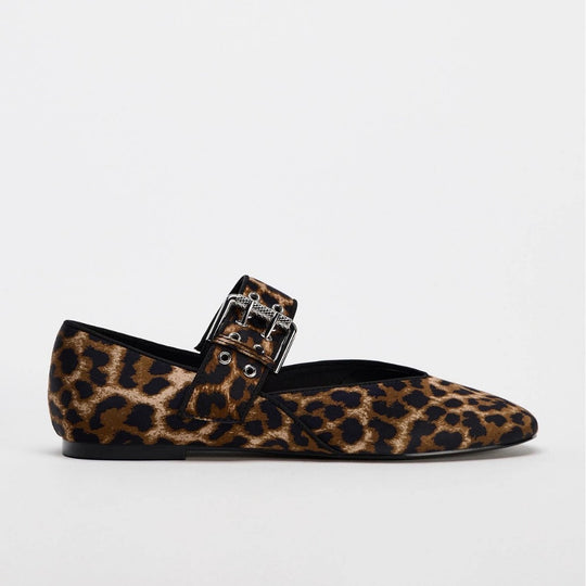 Damen Ballerinas mit Leopardenmuster und dekorativem Riemen EB