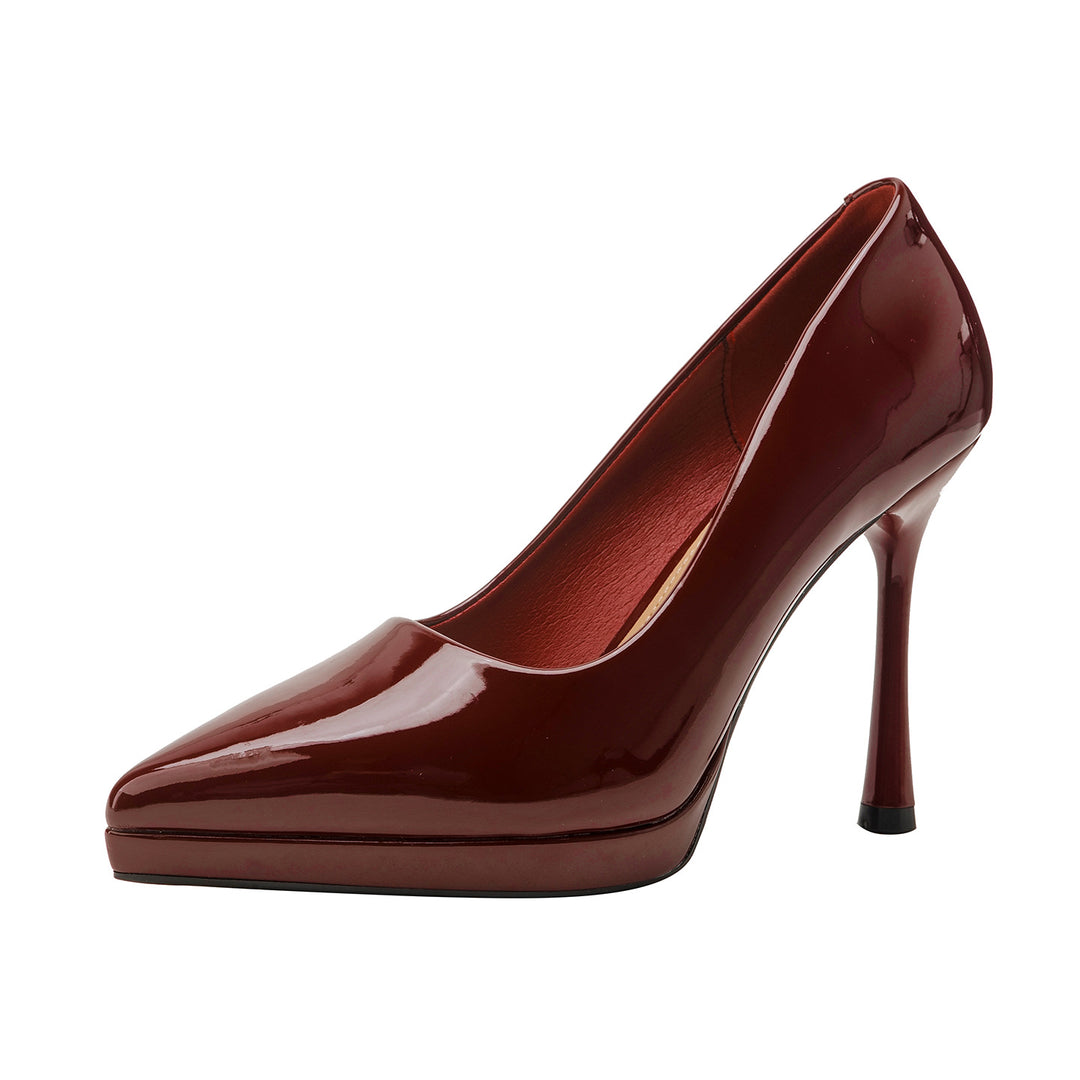 Damen stilvolle spitze High Heels mit glänzender Oberfläche EB