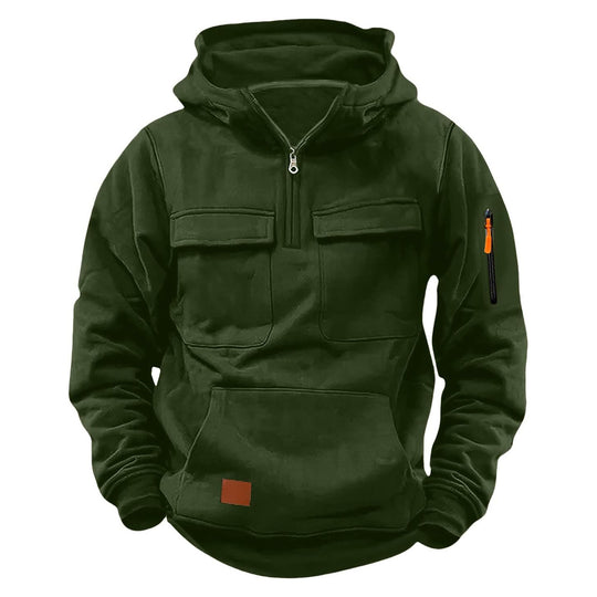 Herren funktionale Kapuzenjacke mit Reißverschluss und praktischen Taschen EB