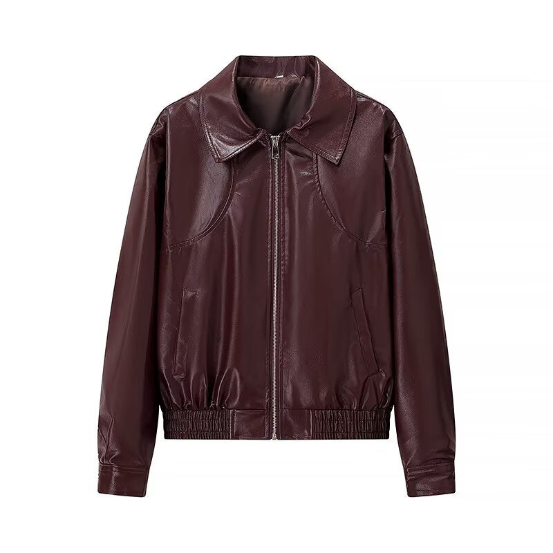 Damen Kunstleder-Shortjacke mit stylischem Reißverschluss EB