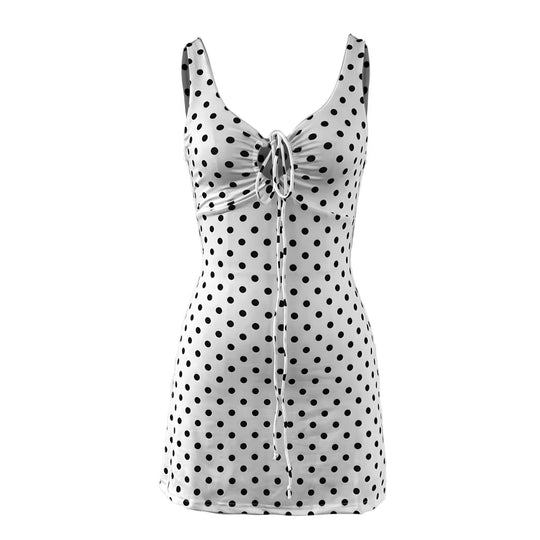 Damen Kurzärmliges Sommerkleid mit Knotenverschluss EB