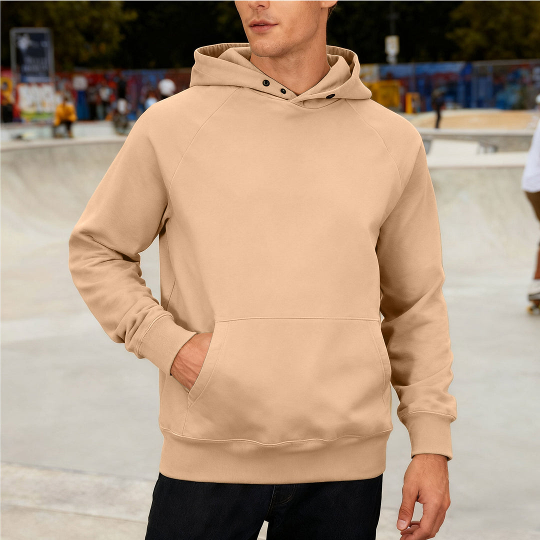 Herren nan Sweatstoff Kapuzenpullover mit Raglanärmeln, Kängurutasche und verstärktem Saum EB