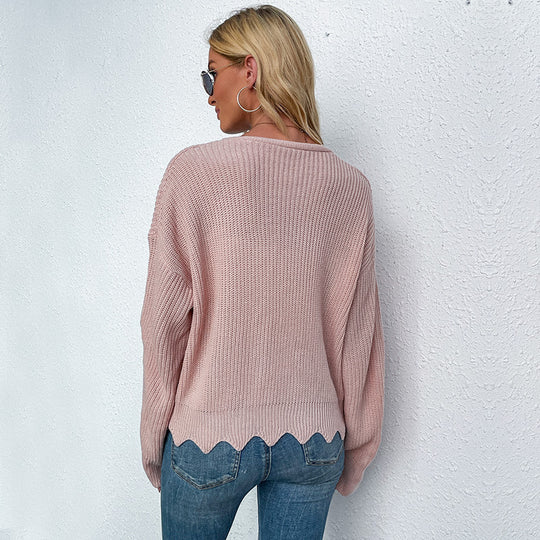 Damen lässiger Strickcardigan mit trendigem V-Ausschnitt und praktischen Taschen EB