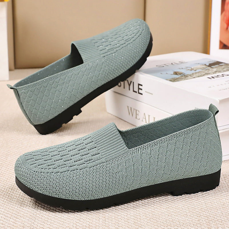 Damen elegante Slip-On Schuhe mit atmungsaktivem Strickdesign EB