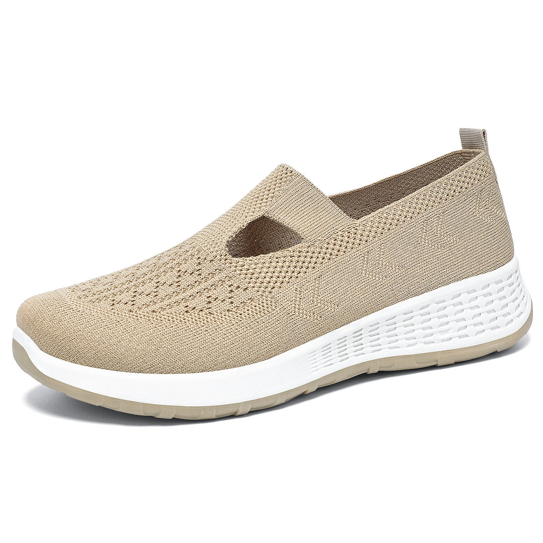 Damen Bequeme Slip-On Sneakers mit atmungsaktivem Strickoberteil EB