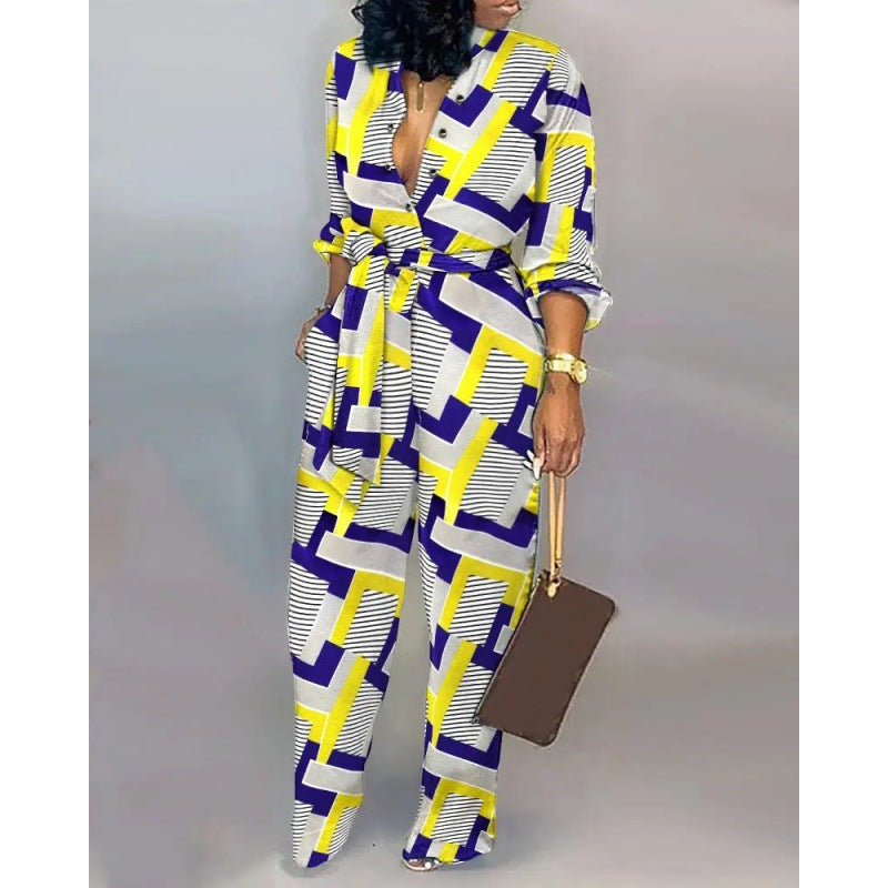 Damen Denim Jumpsuit mit modischem Patchwork-Design und praktischen Taschen EB