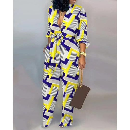 Damen Denim Jumpsuit mit modischem Patchwork-Design und praktischen Taschen EB