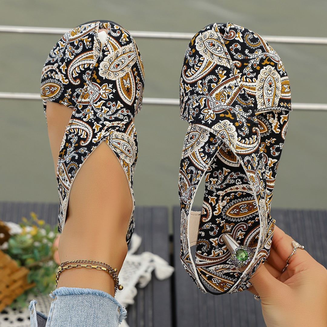 Damen Slip-On Sandalen mit buntem floralem Design und bequemer Fußbettung EB