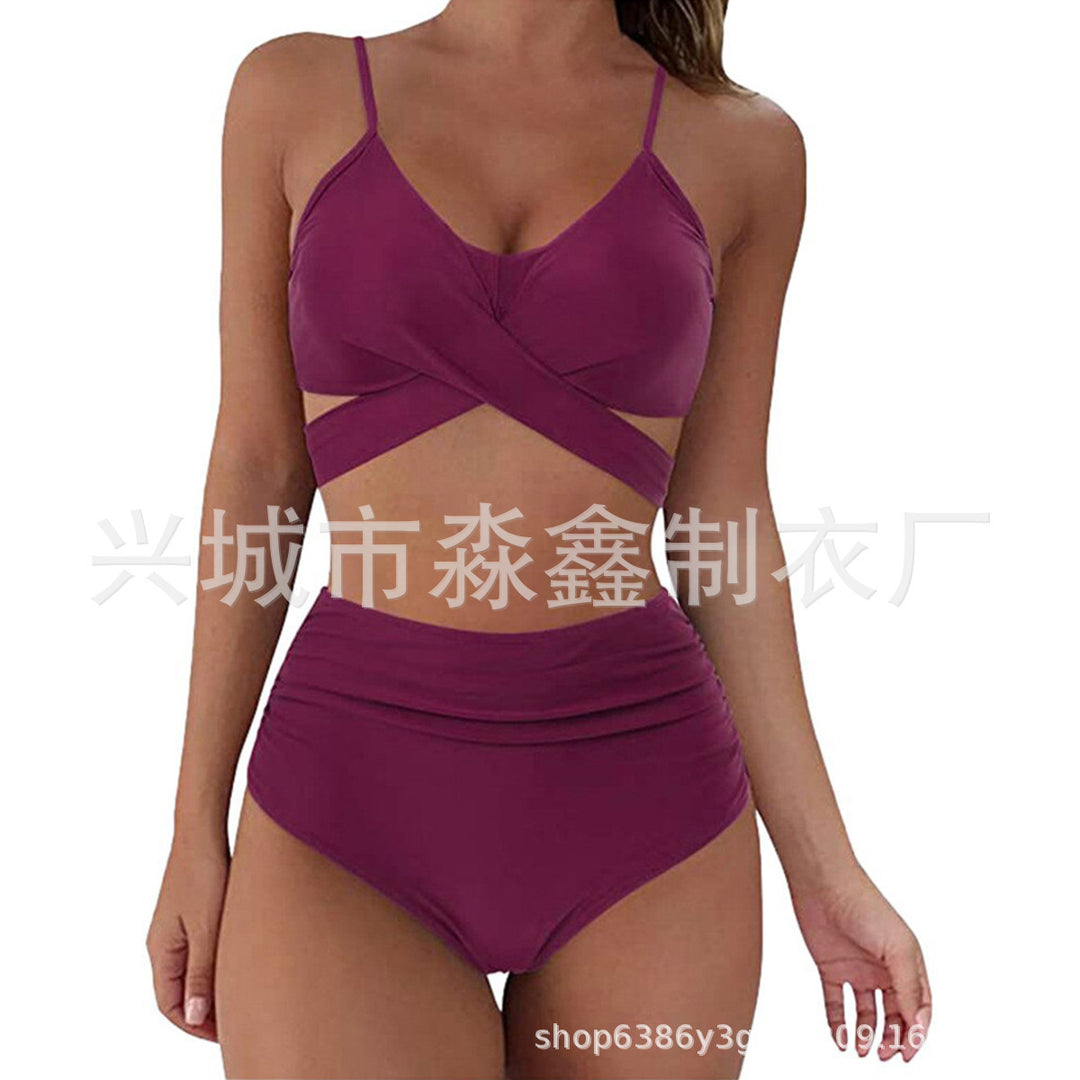 Damen Crop-Top Bikini-Set mit geflochtenem Design EB