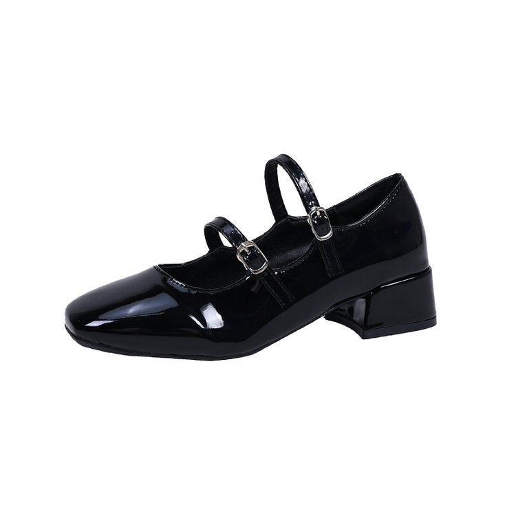 Damen Hochglanz Ballerinas mit verstellbaren Riemchen EB