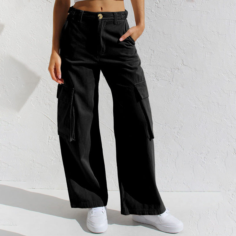 Damen Cargo-Hose mit weitem Bein und praktischen Taschen EB