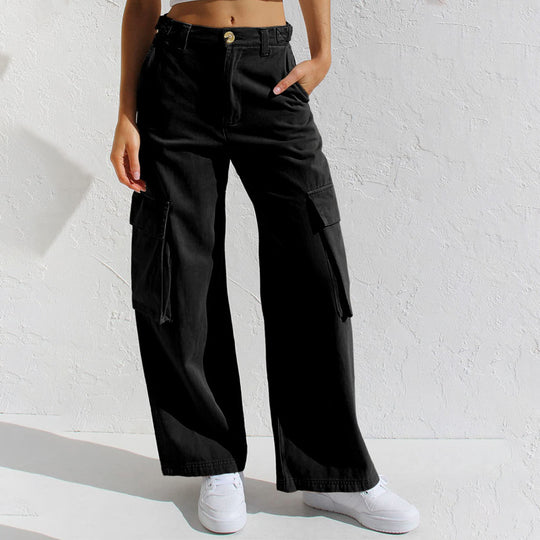 Damen Cargo-Hose mit weitem Bein und praktischen Taschen EB