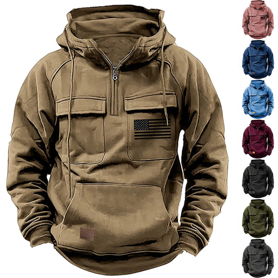 Herren praktische Kapuzenpullover mit zahlreichen Taschen EB