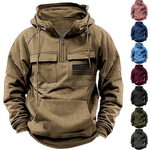 Herren praktische Kapuzenpullover mit zahlreichen Taschen EB