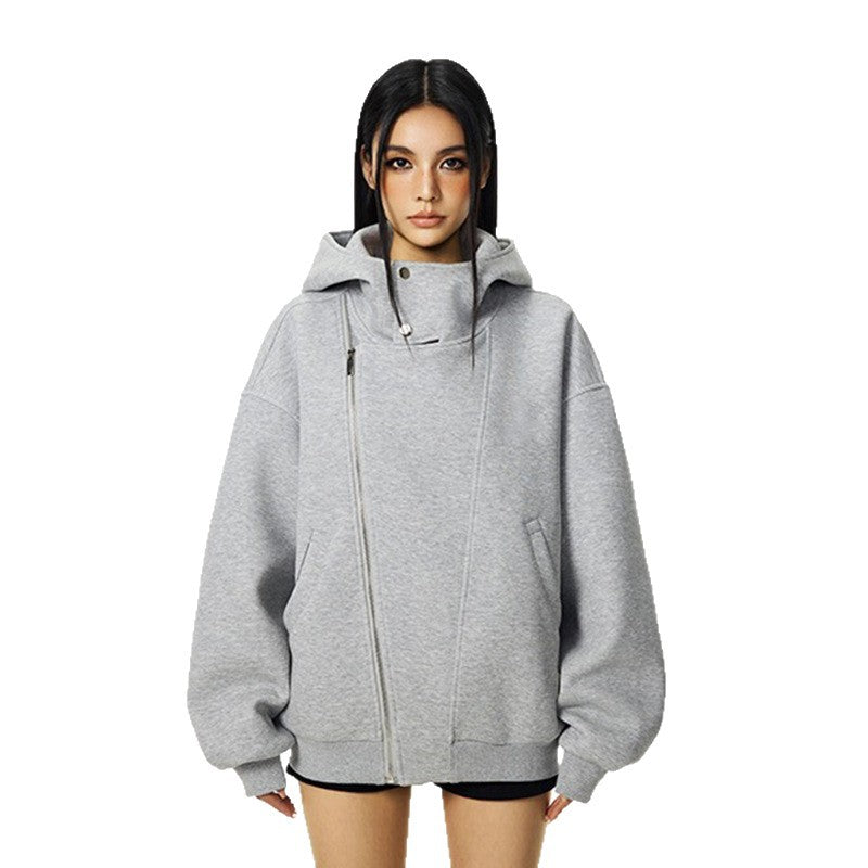 Damen Kapuzenpullover mit asymmetrischem Reißverschluss und komfortabler Passform EB