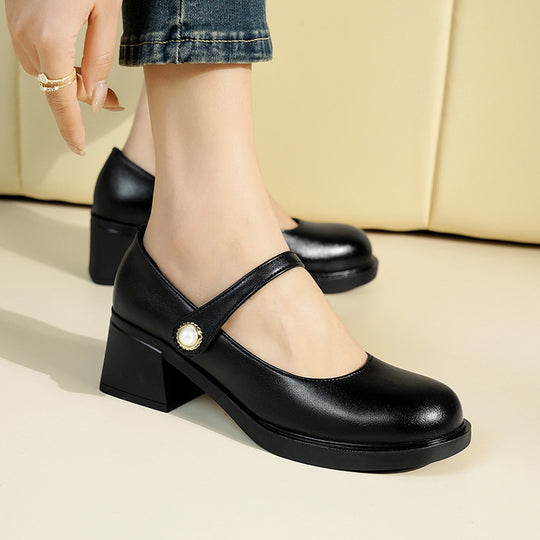 Damen Pumps mit eleganter Riemchenverzierung und bequemem Blockabsatz EB