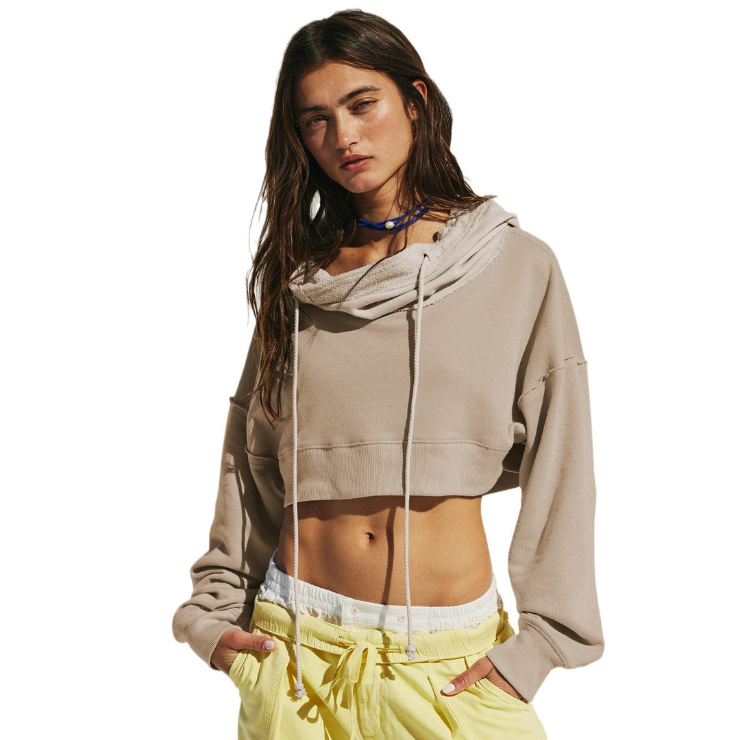 Damen cropped Sweatshirt mit lässigem Schnitt und Kängurutasche EB